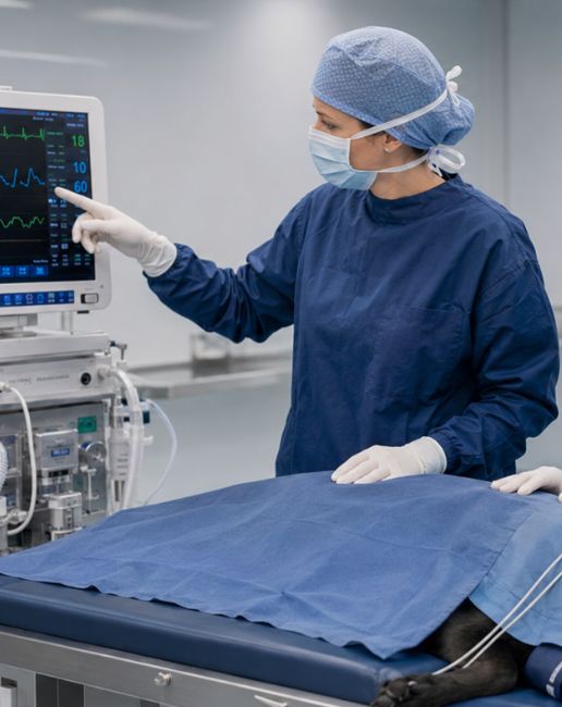 Advanced vet nursing monitoring an anaesthetic - AVT